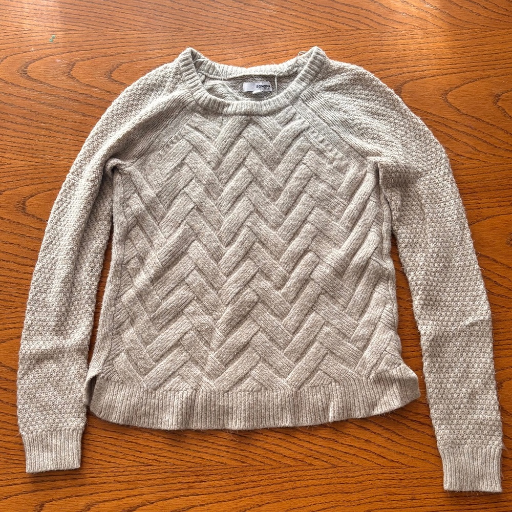 Sonoma Goods for Life Lattice-Front Raglan Crewneck Sweater in Small